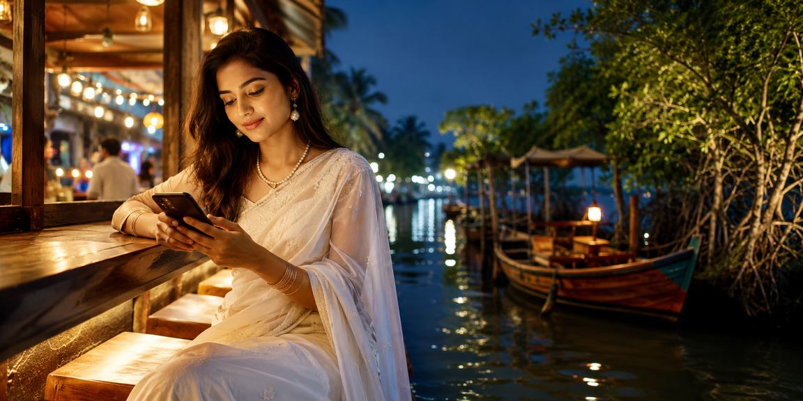সুন্দরবনের পাশে মোবাইলে rk1111 ক্যাসিনো অ্যাপ ব্যবহার করছেন একজন ব্যবহারকারী